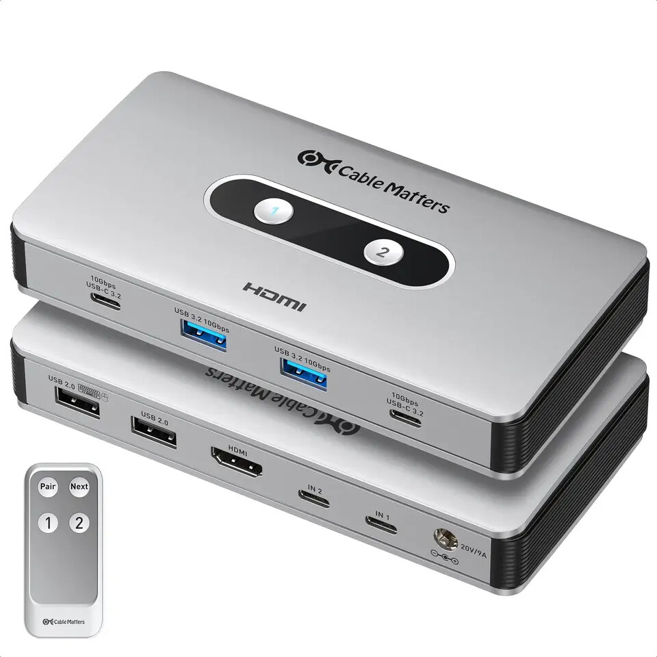 USB-C KVM switch streamlines dual-computer workflows with 180 W power delivery